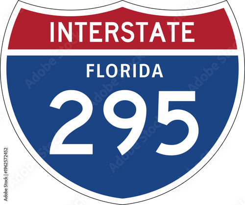 Interstate 295 Florida FL I-295 US Interstate Highway Route Shield Badge Vector
