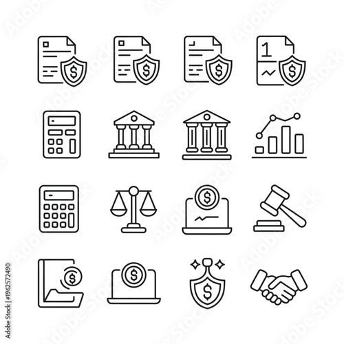 Financial icons vector set for business and banking illustration