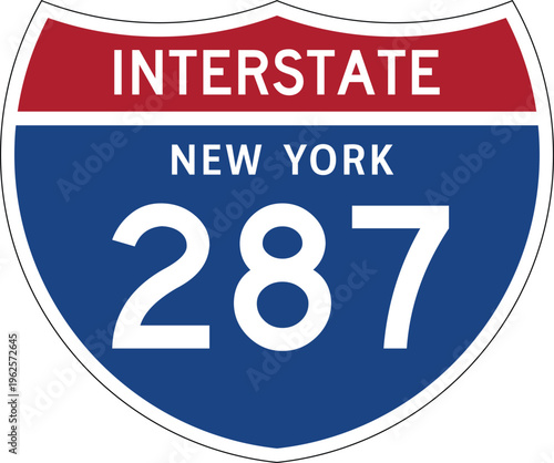 Interstate 287 New York NY I-287 US Interstate Highway Route Shield Badge Vector
