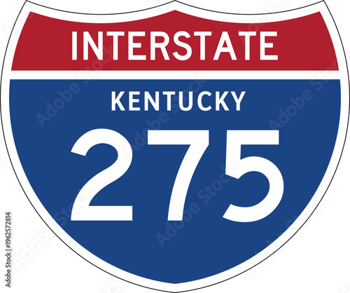 Interstate 275 Kentucky KY I-275 US Interstate Highway Route Shield Badge Vector
