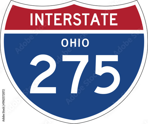 Interstate 275 Ohio OH I-275 US Interstate Highway Route Shield Badge Vector
