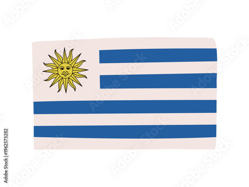 かわいいウルグアイの国旗アイコン　手描きタッチの旗イラスト