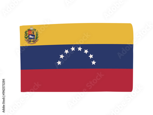 かわいいベネズエラの国旗アイコン　手描きタッチの旗イラスト