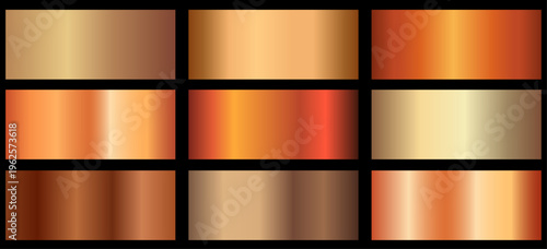 bronze metallic gradient for text design and bulletin boards, infographics. Metallic bronze gradient. bronze palette