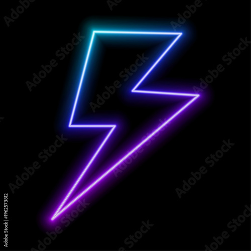 Neon Lightning Thunder Voltage Icon for Futuristic Interface