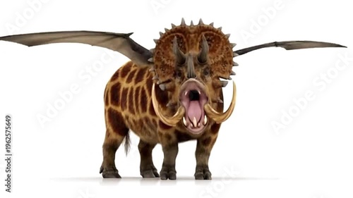 Triceromammal with wings moving aone