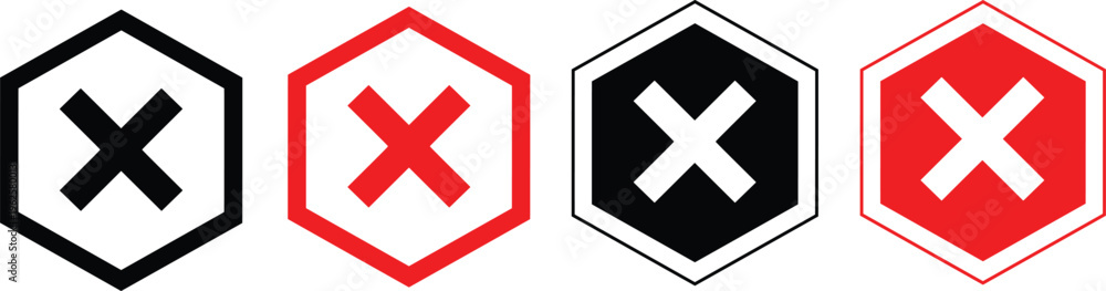 Obraz premium Vector x marks icons in various colors and outlines
