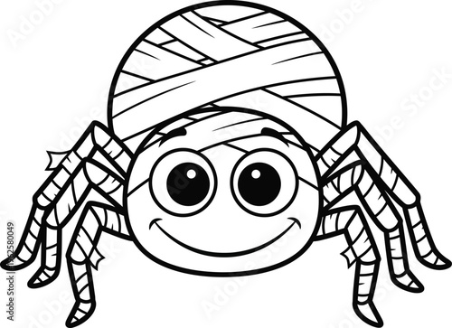 Color page mummy spider isolated on transparent background