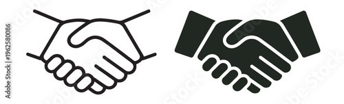 handshake agreement icon, business partnership and cooperation vector symbol, deal trust and collaboration line illustration on transparent background