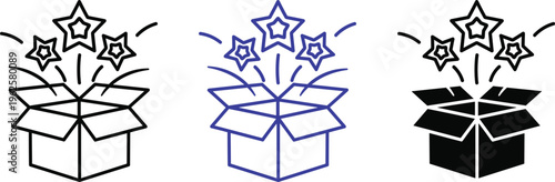 Vector gift boxes with explosive star designs