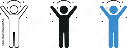 Vector graphics of three stick figures in different colors