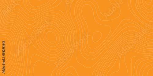 Orange topographic map background with thin contour lines, abstract geographic relief pattern, minimal vector texture