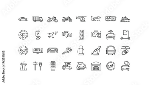 Various transportation icons for business and travel needs