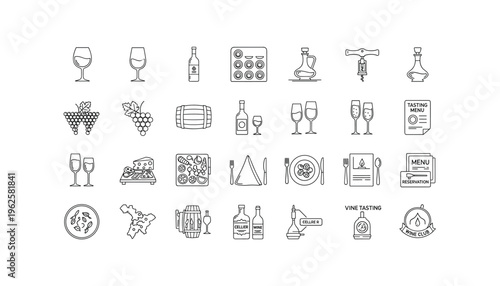 Elegant wine and dining illustrations for menus and promotions