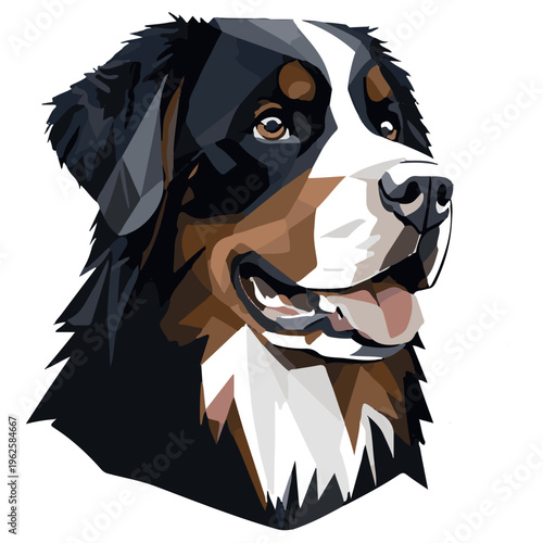 Minimalist vector logo of Bernese Mountain Dog