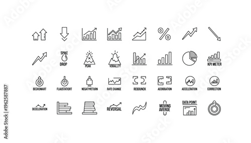 Business icons set showing growth and analysis