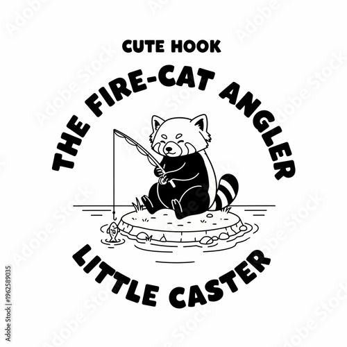 Raccoon Holding Fishing Rod.