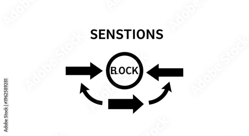 Conceptual illustration of 'sensations' being blocked by opposing arrows, representing mental blocks or emotional suppression.