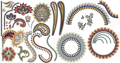 Hand draw paisley motif collection in vector. Tribal motif set