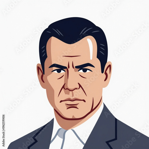 Business A man in a suit with a serious expression on his face Vector