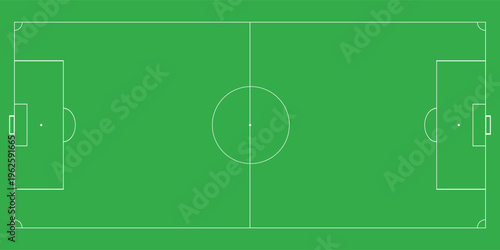 Football fields top view. Soccer grass fields with chalk lines. Green grass field background. Vector Football - Soccer Field. Scheme and marking of the football field, soccer field.