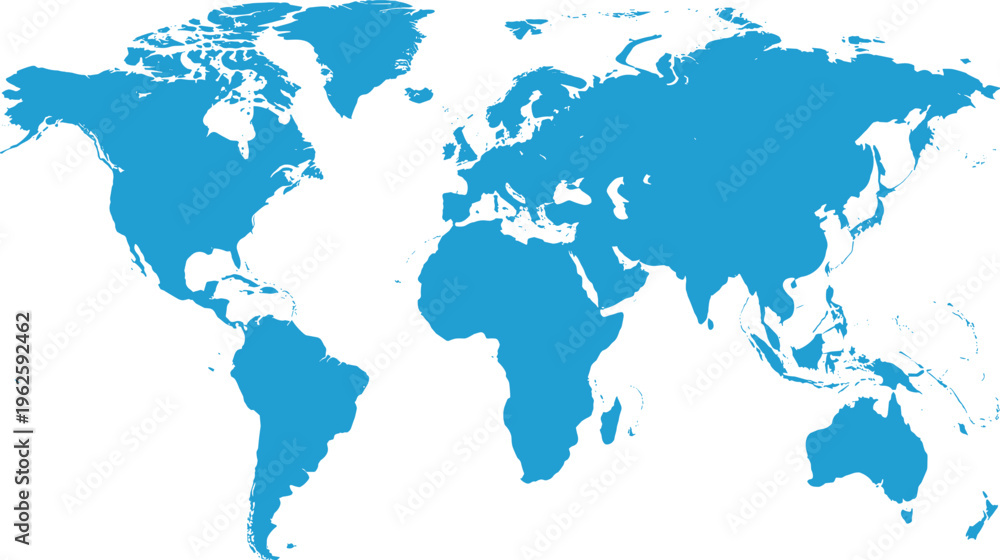 Obraz premium Blue map continents silhouette on white background globe geography