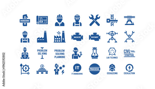 Industrial engineering icons for problem solving and process planning