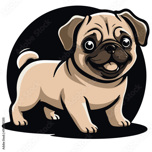 Vector isimple logo llustration of a cute pug dog