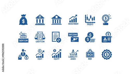 Financial icons for business and investment concepts