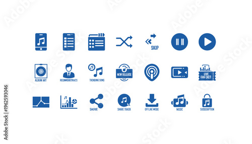 Music app icons for mobile and web design