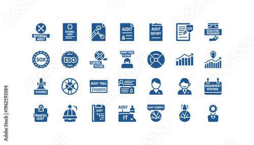 Audit and compliance icons for business and finance professionals
