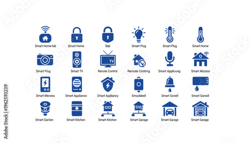 Smart home icons set with various automation devices