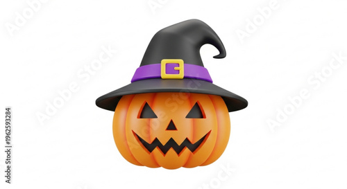 Festive 3D Jack-o'-Lantern with Witch Hat