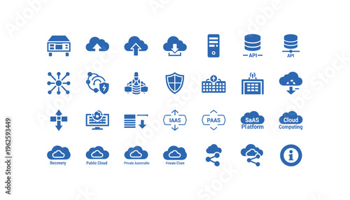 Cloud computing and data storage icons for business and technology