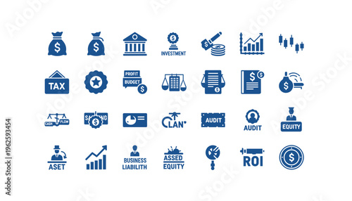 Financial icons for business and investment concepts