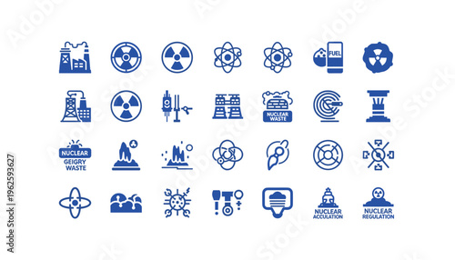 Nuclear industry symbols and icons for business and technology use