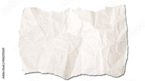 Bild auf Leinwand Crumpled Torn White Paper Sheet Isolated on White Background with Shadow, Ripped