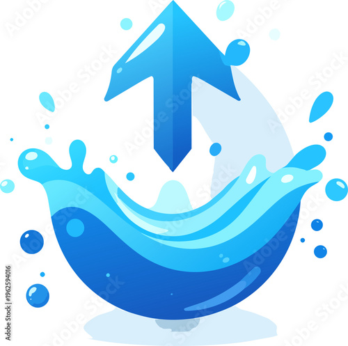 Upward water splash arrow graphic vector