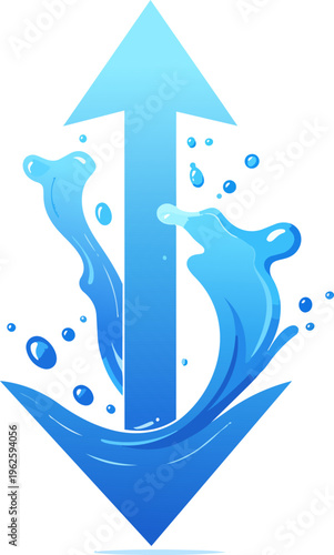 Upward water splash arrow graphic vector