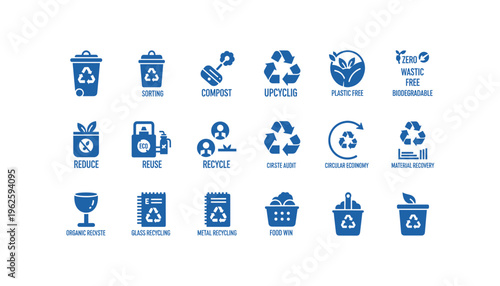 Eco friendly icons for sustainable living and waste management solutions