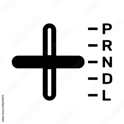 Black and White Automatic Transmission PRNDL Gear Shift Vector Icon.eps