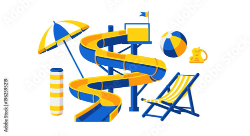 Colorful Water Slide and Beach Accessories for Summer Fun