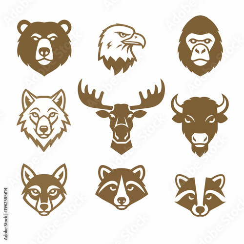 Collection of various animal heads icons 2.