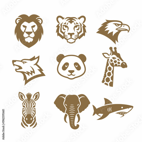 Collection of various wild animal heads.