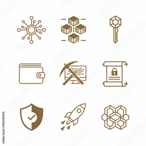 Cryptocurrency and finance icons set 1.
