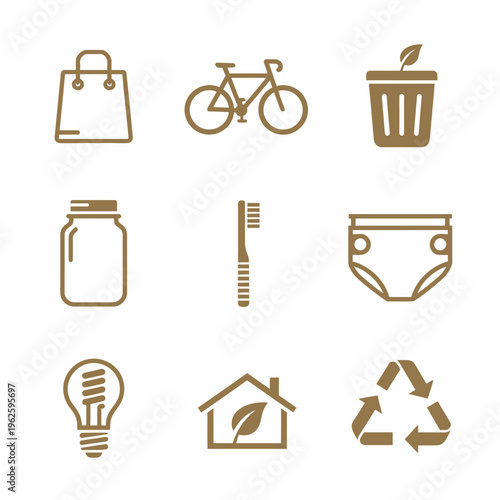 Eco friendly icons on white background.