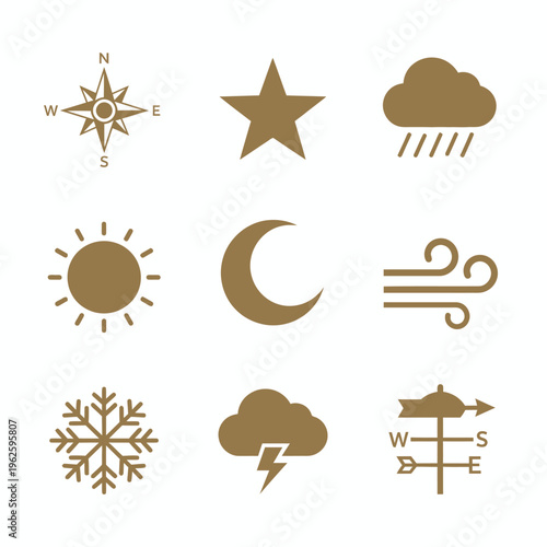 Weather forecast icons on white background.