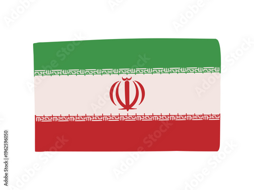 かわいいイランの国旗アイコン　手描きタッチの旗イラスト