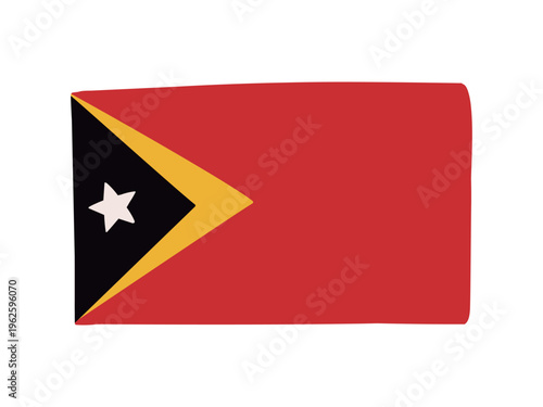 かわいい東ティモールの国旗アイコン　手描きタッチの旗イラスト