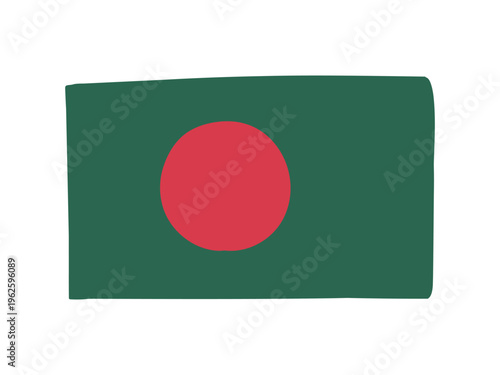 かわいいバングラデシュの国旗アイコン　手描きタッチの旗イラスト